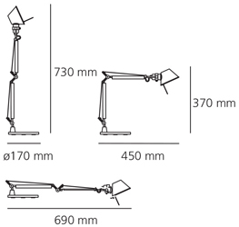 Artemide Tolomeo Micro Tavolo wymiary