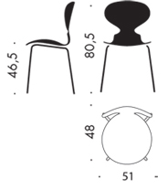 Fritz Hansen Ant Mrówka wymiary design Arne Jacobsen