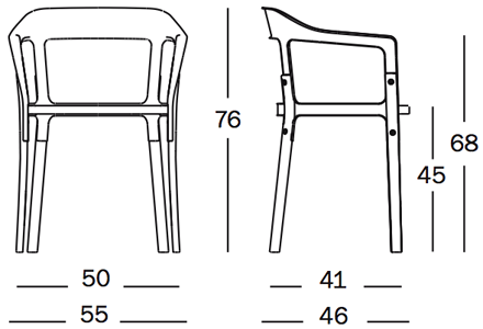 Wymiary krezesło Steelwood Chair Magis