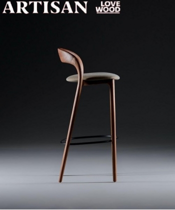 Neva Light Hoker krzesło barowe z drewnianym siedziskiem | Artisan | Design Spichlerz