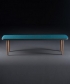 Neva Soft designerska drewniana ławka z tapicerowanym lub skórzanym siedziskiem | Artisan | Design Spichlerz