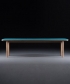 Neva Soft designerska drewniana ławka z tapicerowanym lub skórzanym siedziskiem | Artisan | Design Spichlerz