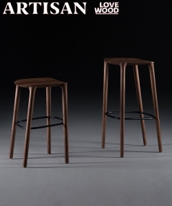 Neva Hoker stołek barowy designerskie krzesło barowe z drewnianym siedziskiem | Artisan | Design Spichlerz