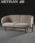 Mela Lounge designerska drewniana sofa  z tapicerowanym siedziskiem i oparciem | Artisan | Design Spichlerz