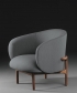 Mela Lounge designerski drewniany fotel z tapicerowanym siedziskiem i oparciem | Artisan | Design Spichlerz