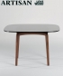 Pascal designerski drewniany stół ze szklanym blatem | Artisan