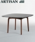 Pascal designerski drewniany stół ze szklanym blatem | Artisan