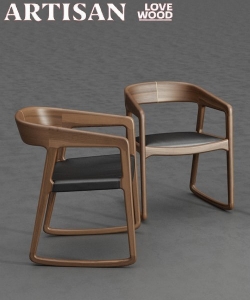 Tesa Skóra krzesło bujane, designerskie krzesło drewniane ze skórzanym siedziskiem | Artisan | Design Spichlerz