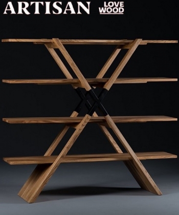 X-Shelf regał z litego drewna Artisan | Design Spichlerz