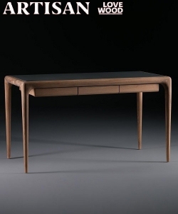 Latus drewniane biurko ze skórzanym blatem Artisan