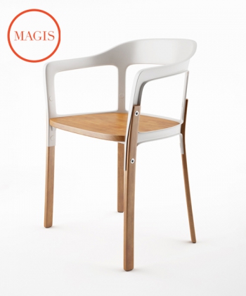 Steelwood Chair buk / biały | Magis | design Ronan & Erwan Bouroullec | Design Spichlerz