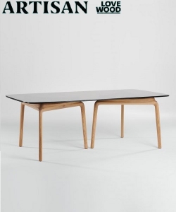 Pascal designerski stół ze szklanym laminowanym blatem Artisan | Design Spichlerz