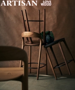 Neva Light Hoker krzesło barowe z drewnianym siedziskiem | Artisan | Design Spichlerz