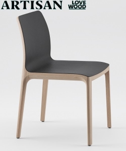Invito Chair drewniane krzesło ze skórzanym siedziskiem Artisan