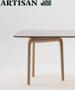 Pascal designerski stół ze szklanym laminowanym blatem | Artisan