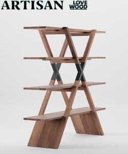 X Shelf regał drewniany Artisan