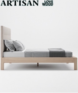 Invito łóżko drewniane z tapicerowanym zagłówkiem | Artisan