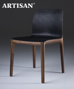 Invito drewniane krzesło ze skórzanym siedziskiem Artisan
