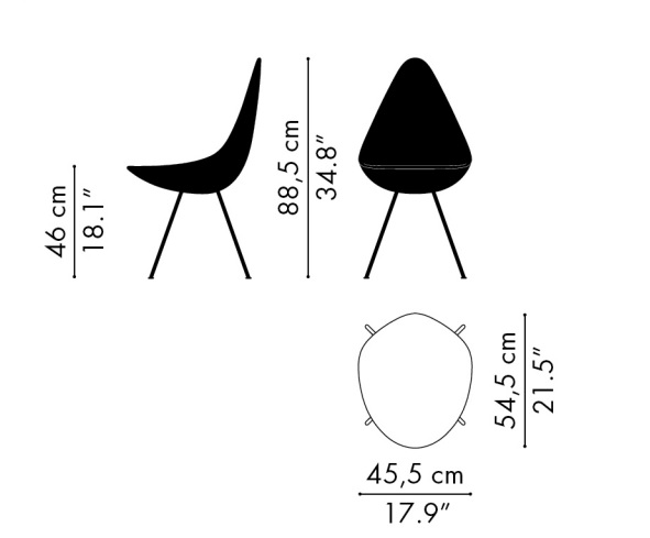 Drop krzesło Fritz Hansen Design Spichlerz wymiary