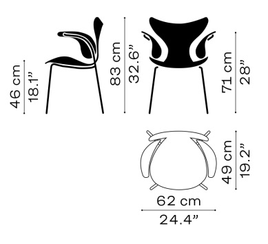 Fritz Hansen 3208 Lily wymiary Design Spichlerz