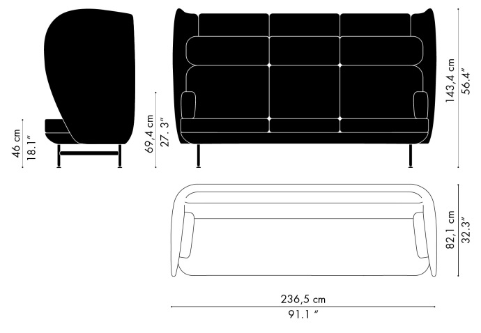 Fritz Hansen JH1003 Plenum sofa 3 Design Spichlerz wymiary