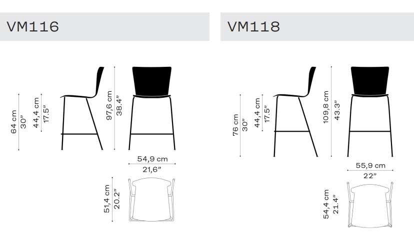 Fritz Hansen krzesło barowe VICO DUO Design Spichlerz wymiary