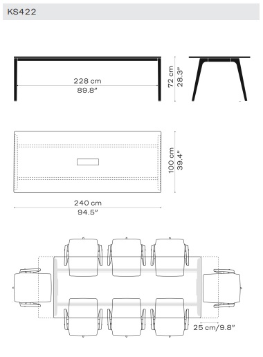 Fritz Hansen stół Pluralis KS 422 Design Spichlerz wymiary