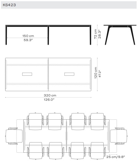 Fritz Hansen stół Pluralis KS 423 Design Spichlerz wymiary
