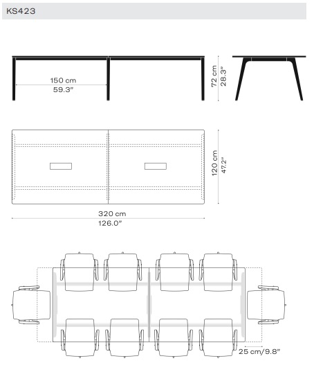 Fritz Hansen stół Pluralis KS 423 Design Spichlerz wymiary