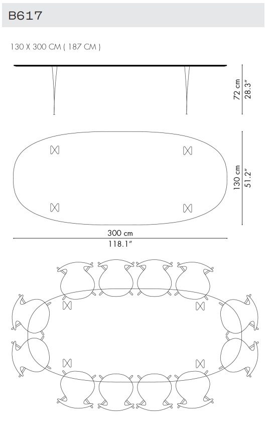 Fritz Hansen stół SUPERELLIPSE 300x130 Design Spichlerz wymiary