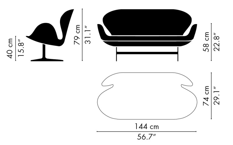 Swan sofa Fritz Hansen od Design Spichlerz wymiary