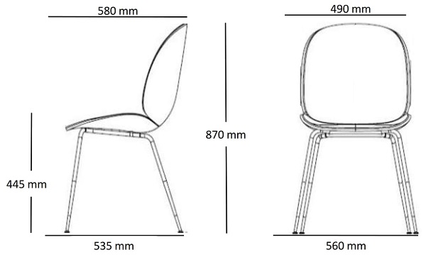 Beetle krzesło Gubi Design Spichlerz wymiary