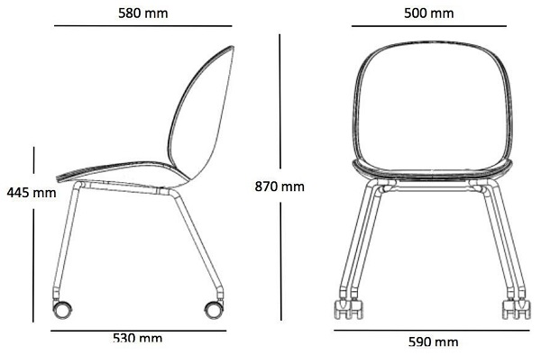 Beetle Office krzesło biurowe Gubi Design Spichlerz wymiary