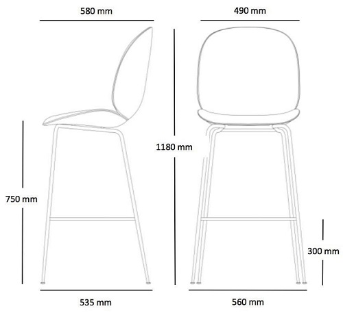 Gubi hoker Beetle Bar Chair Design Spichlerz wymiary 1