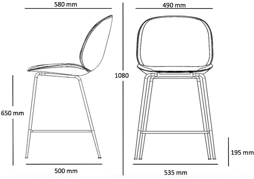 Gubi hoker Beetle Bar Chair Design Spichlerz wymiary