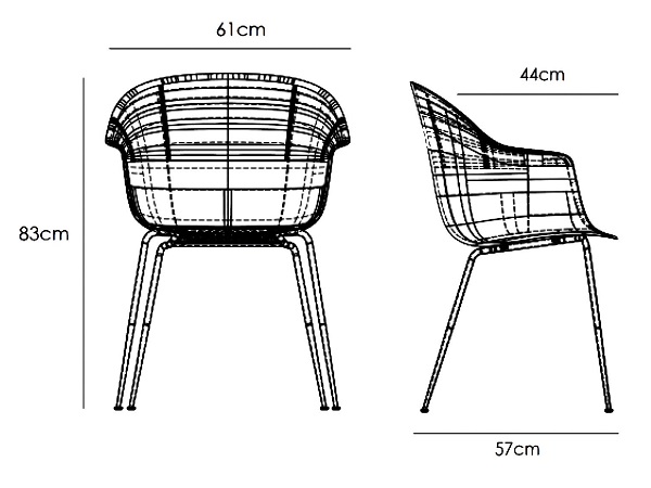 Gubi krzesło Bat Metal Soft Design Spichlerz wymiary