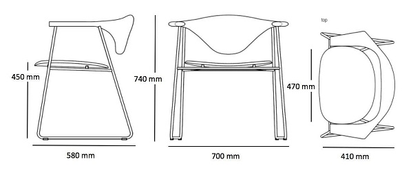 Gubi krzesło Masculo Design Spichlerz wymiary