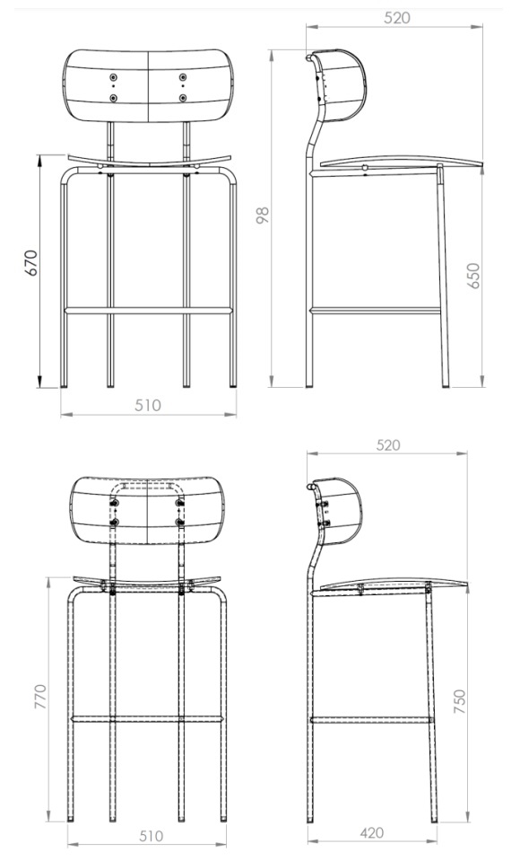Gubi krzesło barowe Coco Design Spichlerz wymiary