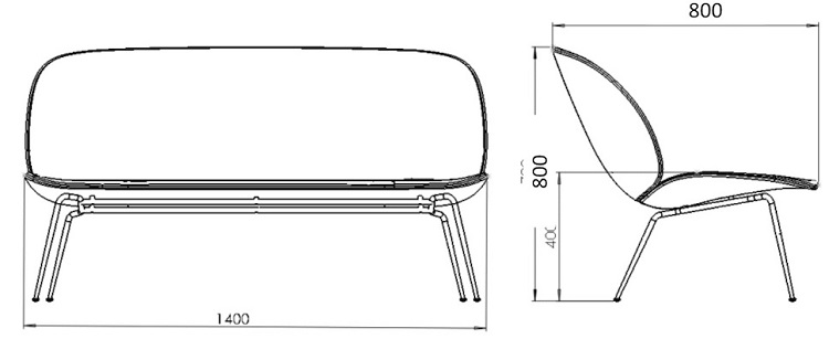 Gubi sofa Beetle Design Spichlerz wymiary