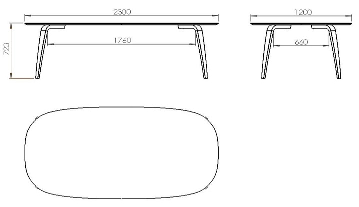 Gubi stół Elliptical Dining Table Design Spichlerz wymiary