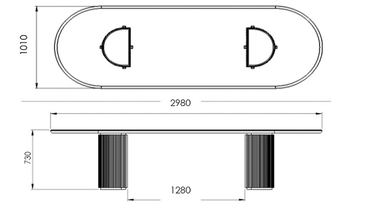 Moon stół Elliptical Dining Gubi Design Spichlerz 298 wymiar