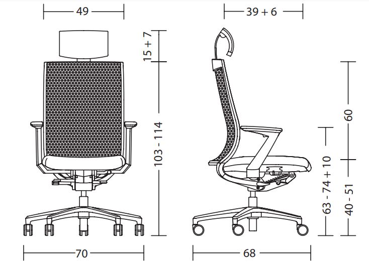 Cato Plus krzesło biurowe Kloeber Design Spichlerz wymiary