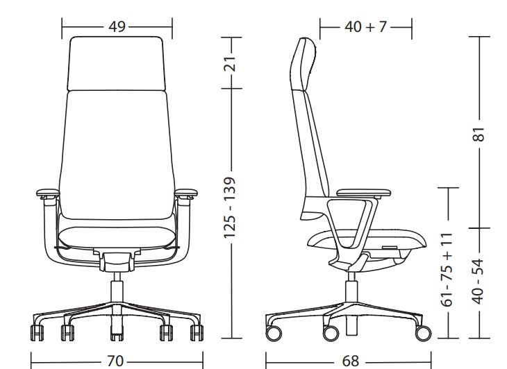 Connex2 High fotel biurowy Klöber Design Spichlerz wymiary