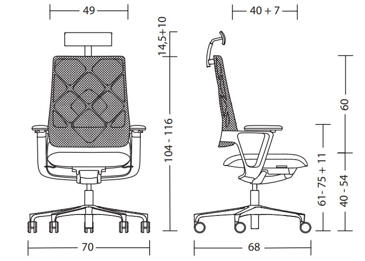 Connex2 krzesło biurowe Klöber Design Spichlerz wymiary
