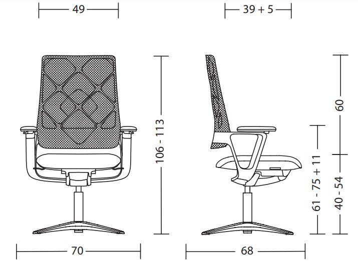 Connex2 krzesło konferencyjne Klöber Design Spichlerz wymiary