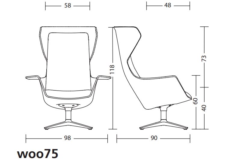 Wooom Klöber fotel woo75 Design Spichlerz wymiary