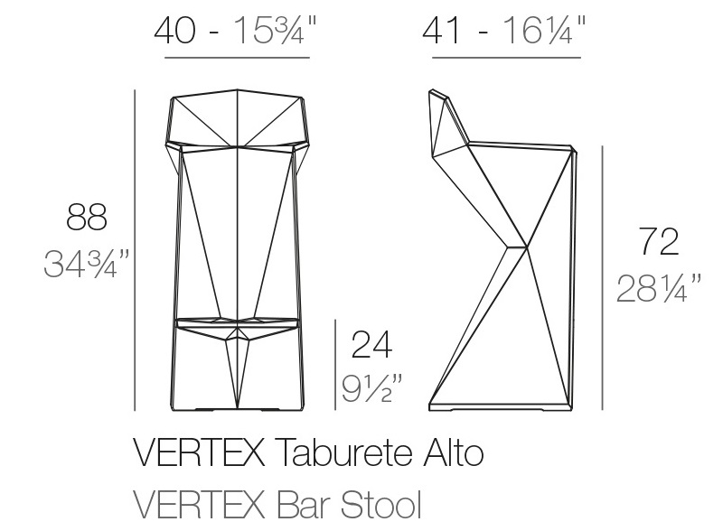 Vertex Bar krzesło barowe ogrodowe Vondom Design Spichlerz wymiary