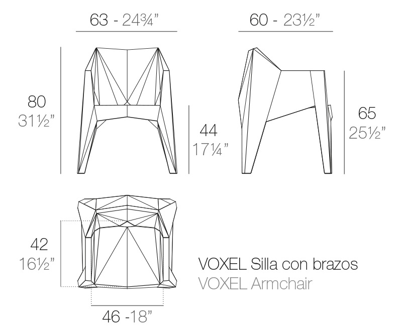 Voxel armchair krzesło Vondom Design Spichlerz wymiary