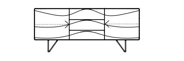Komoda Lasta Sideboard 2 Artisan z 3 falami na froncie wysokość 82 cm