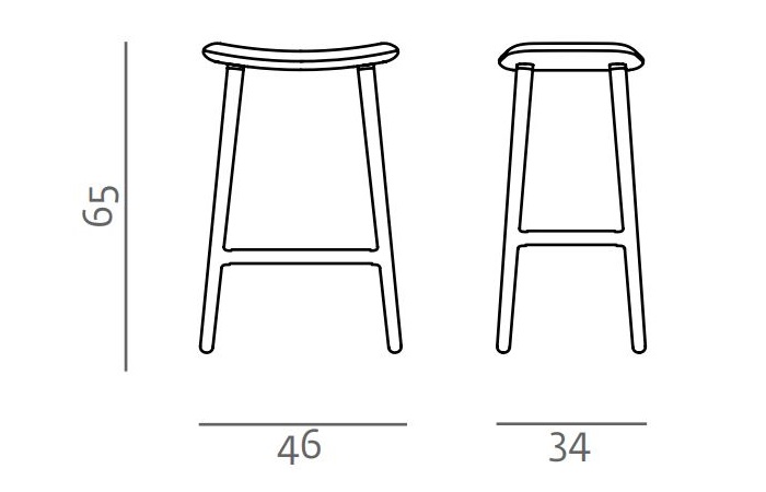 Hoker drewniany Naru 65 Bar Chair Artisan wymiary